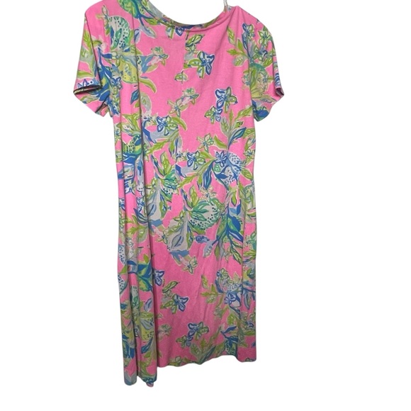 Lilly Pulitzer Declan Mini T-shirt Dress M Pink Blue Floral Short Sleeve preppy - Picture 3 of 8